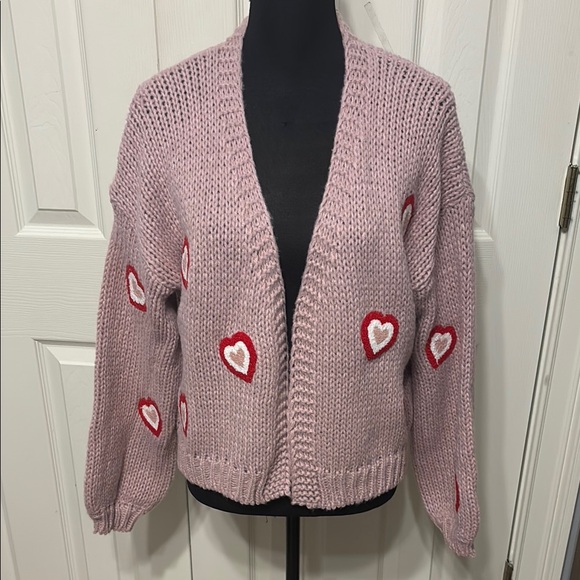 Luna Ivy Sweaters - Luna Ivy Heart Appliqué Cardigan